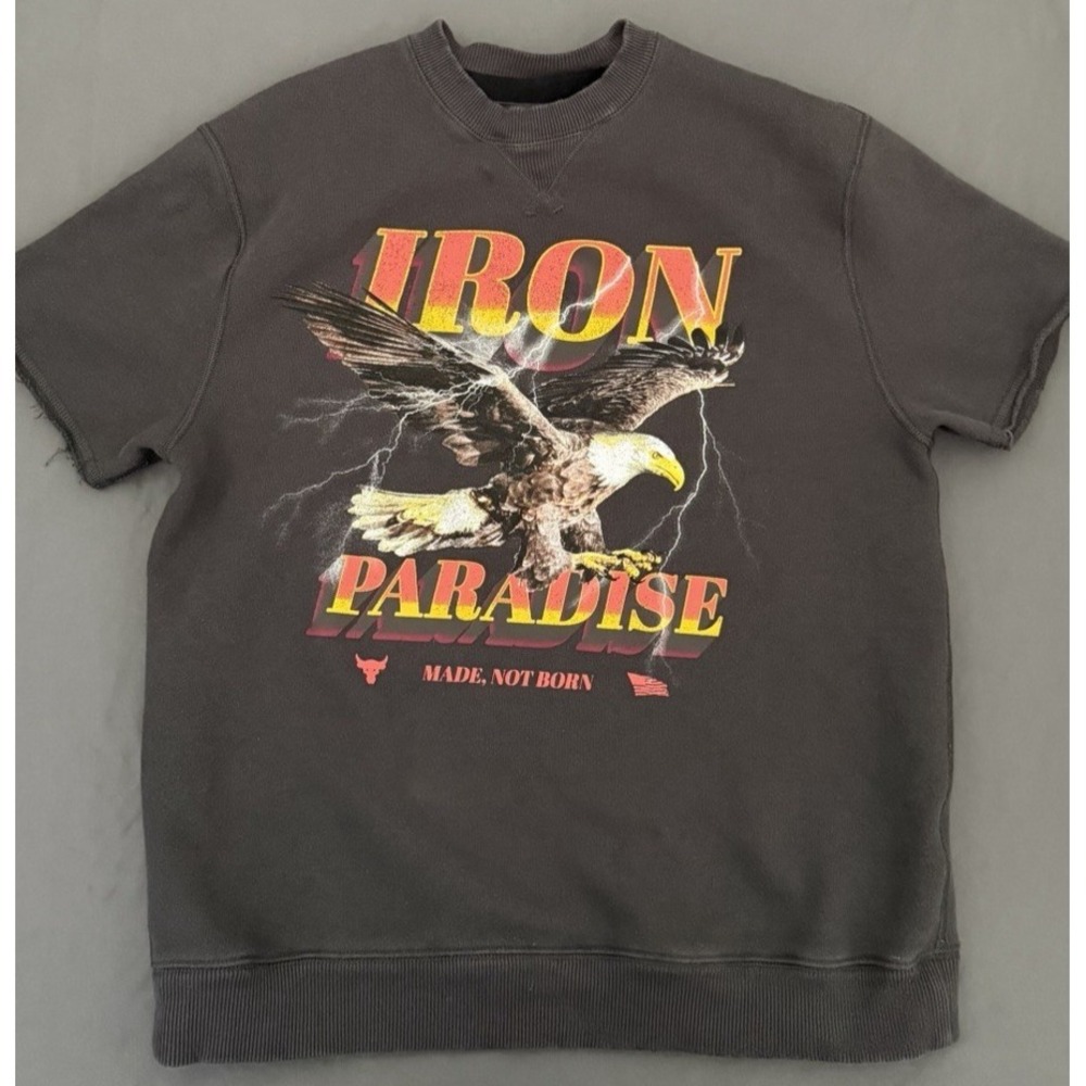 Under Armour Short Sleeve Sweater‎ Mens Medium Black Project Rock Iron Paradise